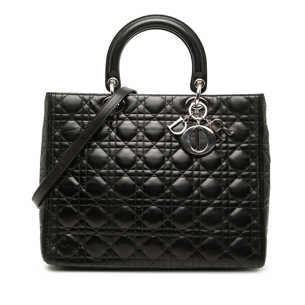 Pre-Loved Dior Large Lambskin Cannage Lady Dior